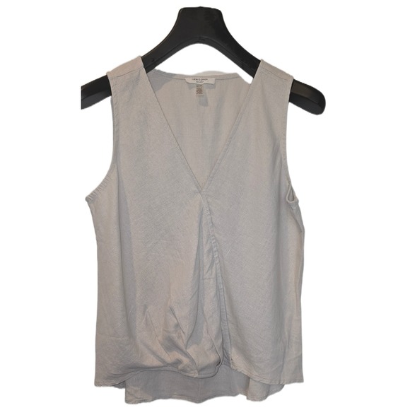 Cable & Gauge Studio Tops - Cable & Gauge Studio Linen Blend V-Neck Twist Front Sleeveless Top Small Grey